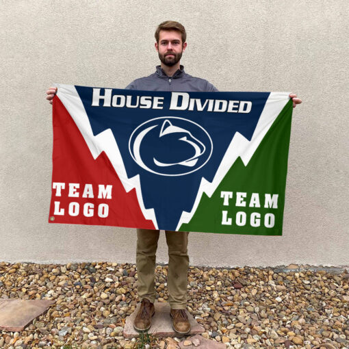 Nittany Lions vs Custom Team House Divided Flag, Personalized Spirit Flag