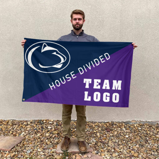 Nittany Lions vs Custom Team House Divided Flag, Personalized Split Flag Nittany Lions vs Custom Team House Divided Flag, Personalized Split Flag