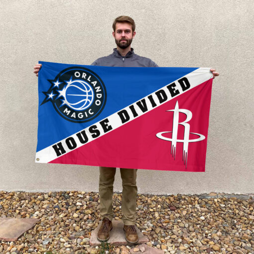 Orlando vs Houston House Divided Flag, NBA House Divided Flag Orlando vs Houston House Divided Flag, NBA House Divided Flag