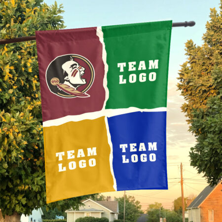 Seminoles vs Custom Team House Divided Flag, Custom NCAA Split Team Flag