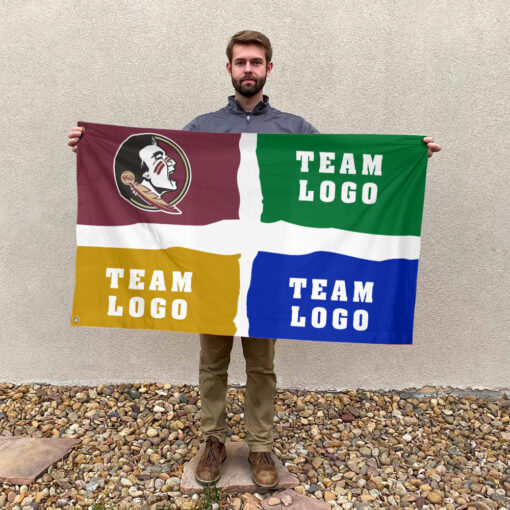 Seminoles vs Custom Team House Divided Flag, Custom NCAA Split Team Flag