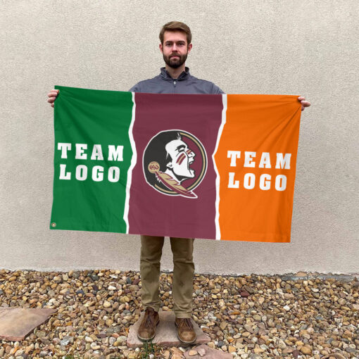 Seminoles vs Custom Team House Divided Flag, Custom Two Team Flag
