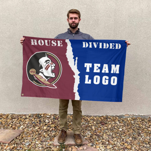 Seminoles vs Custom Team House Divided Flag, NCAA House Flag