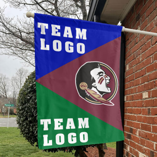 Seminoles vs Custom Team House Divided Flag, NCAA Spirit Flag