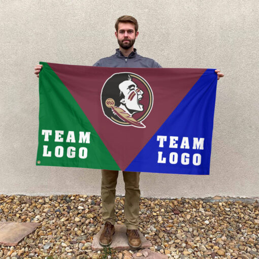 Seminoles vs Custom Team House Divided Flag, NCAA Spirit Flag