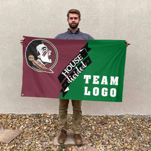 Seminoles vs Custom Team House Divided Flag, NCAA Team Flag