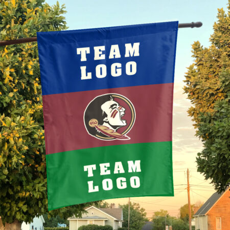 Seminoles vs Custom Team House Divided Flag, NCAA Two Team Flag