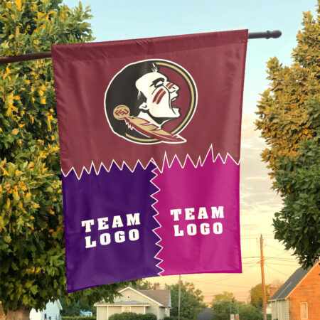 Seminoles vs Custom Team House Divided Flag, Personalized Game Day Flag