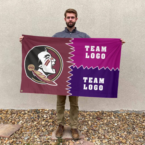 Seminoles vs Custom Team House Divided Flag, Personalized Game Day Flag