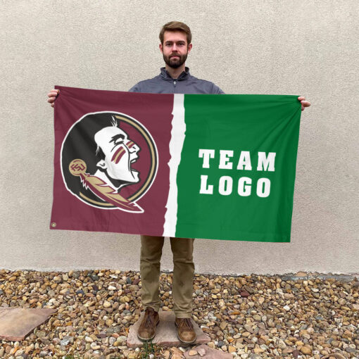 Seminoles vs Custom Team House Divided Flag, Personalized NCAA Flag