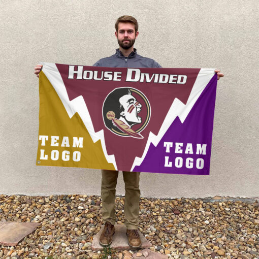 Seminoles vs Custom Team House Divided Flag, Personalized Spirit Flag