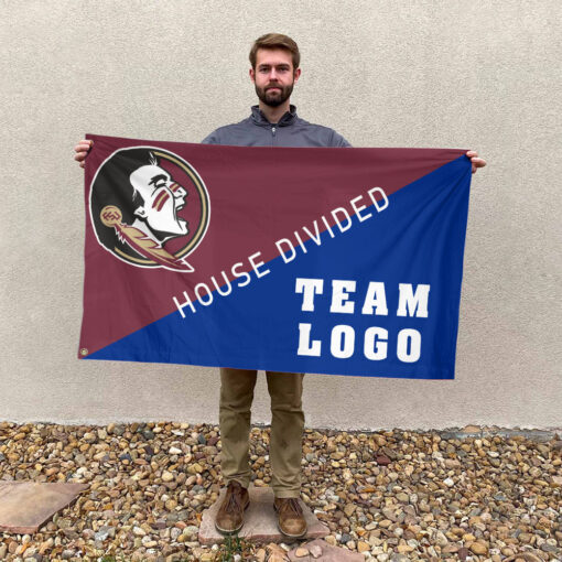 Seminoles vs Custom Team House Divided Flag, Personalized Split Flag