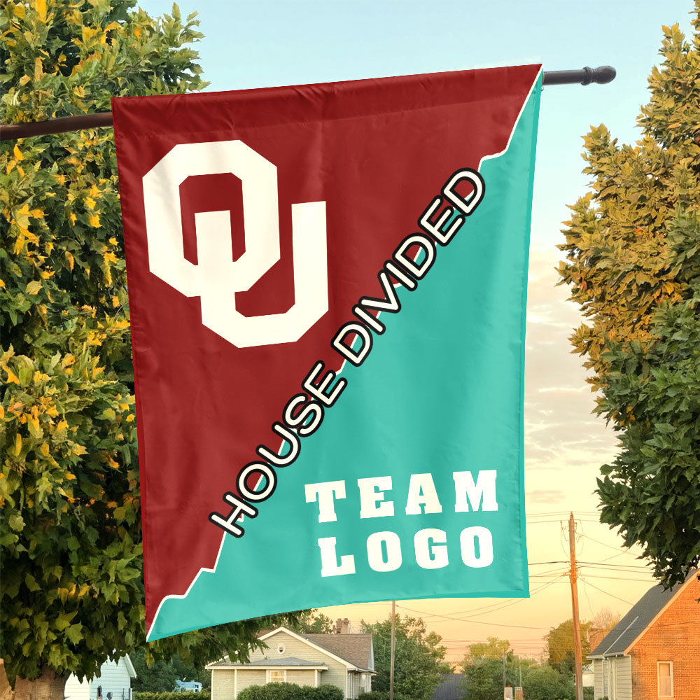 Sooners vs Custom Team House Divided Flag, College Custom Flag Sooners vs Custom Team House Divided Flag, College Custom Flag
