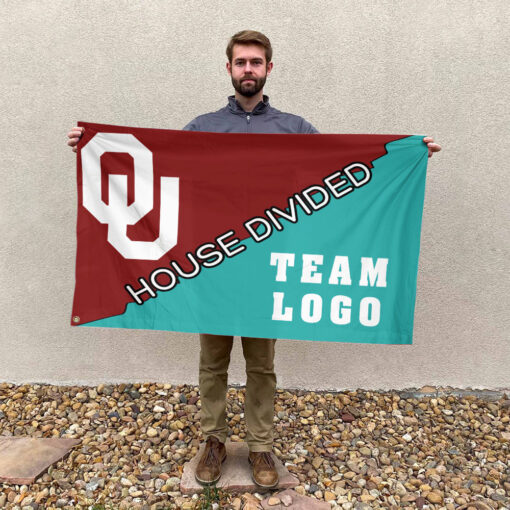 Sooners vs Custom Team House Divided Flag, College Custom Flag Sooners vs Custom Team House Divided Flag, College Custom Flag