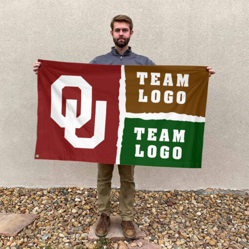 Sooners vs Custom Team House Divided Flag, Custom Game Day Flag Sooners vs Custom Team House Divided Flag, Custom Game Day Flag