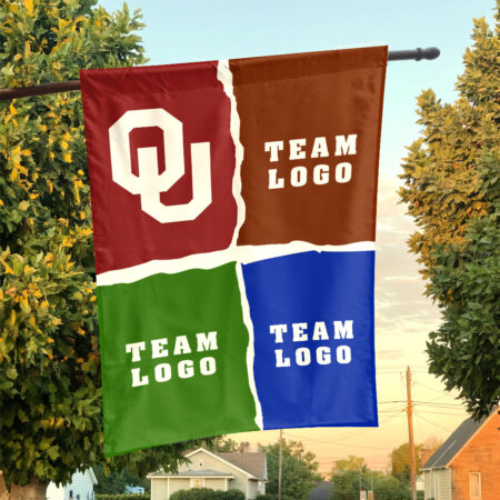 Sooners vs Custom Team House Divided Flag, Custom NCAA Split Team Flag