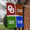 Sooners vs Custom Team House Divided Flag, Custom NCAA Split Team Flag 1 Sooners vs Custom Team House Divided Flag, Custom NCAA Split Team Flag