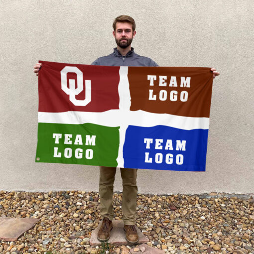 Sooners vs Custom Team House Divided Flag, Custom NCAA Split Team Flag Sooners vs Custom Team House Divided Flag, Custom NCAA Split Team Flag