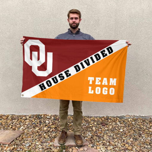Sooners vs Custom Team House Divided Flag, Custom Split Flag Sooners vs Custom Team House Divided Flag, Custom Split Flag