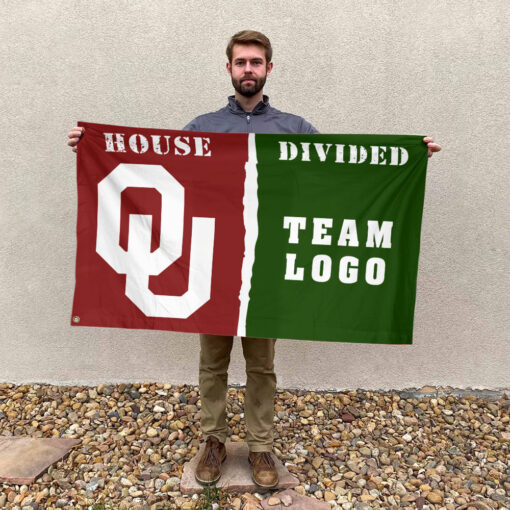 Sooners vs Custom Team House Divided Flag, NCAA College Flag Sooners vs Custom Team House Divided Flag, NCAA College Flag
