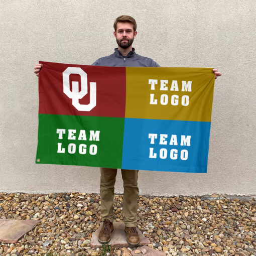 Sooners vs Custom Team House Divided Flag, NCAA College Rivalry Flag Sooners vs Custom Team House Divided Flag, NCAA College Rivalry Flag
