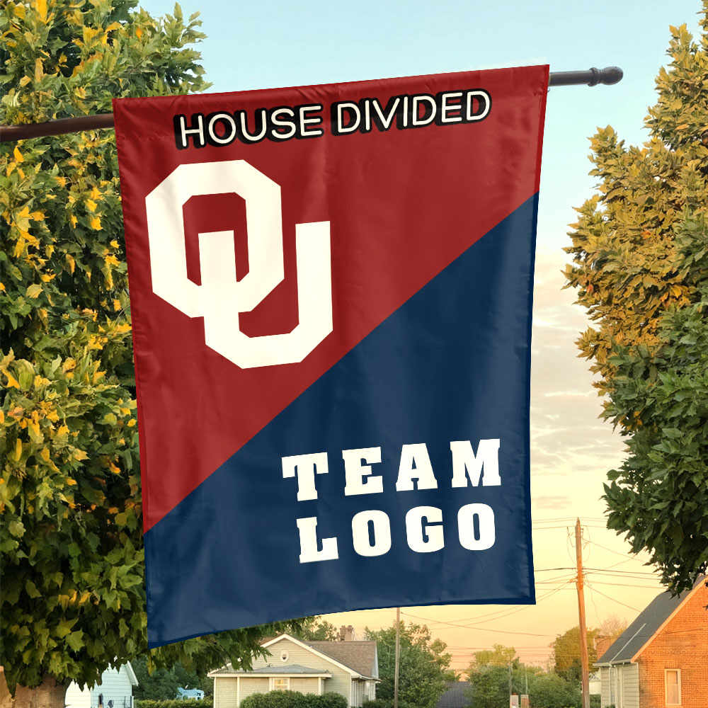 Sooners vs Custom Team House Divided Flag, NCAA Custom Flag Sooners vs Custom Team House Divided Flag, NCAA Custom Flag