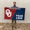 Sooners vs Custom Team House Divided Flag, NCAA Custom Flag 2 Sooners vs Custom Team House Divided Flag, NCAA Custom Flag