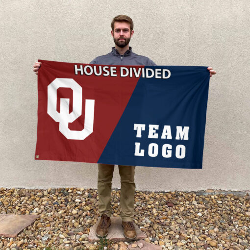 Sooners vs Custom Team House Divided Flag, NCAA Custom Flag Sooners vs Custom Team House Divided Flag, NCAA Custom Flag