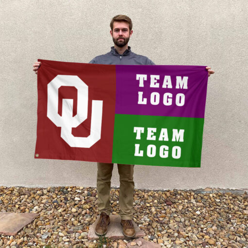 Sooners vs Custom Team House Divided Flag, NCAA Game Day Flag Sooners vs Custom Team House Divided Flag, NCAA Game Day Flag