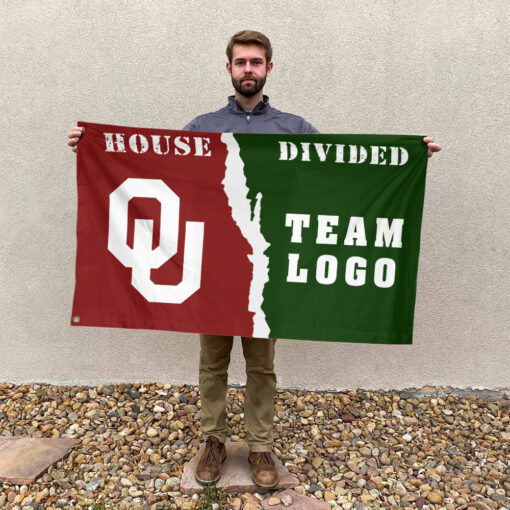 Sooners vs Custom Team House Divided Flag, NCAA House Flag Sooners vs Custom Team House Divided Flag, NCAA House Flag