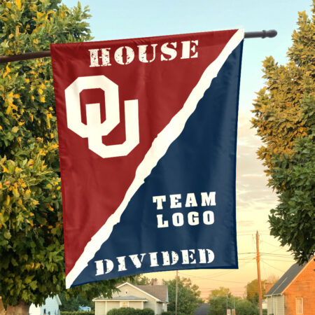 Sooners vs Custom Team House Divided Flag, NCAA Rivalry Flag