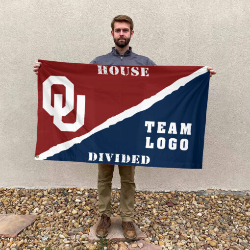 Sooners vs Custom Team House Divided Flag, NCAA Rivalry Flag Sooners vs Custom Team House Divided Flag, NCAA Rivalry Flag