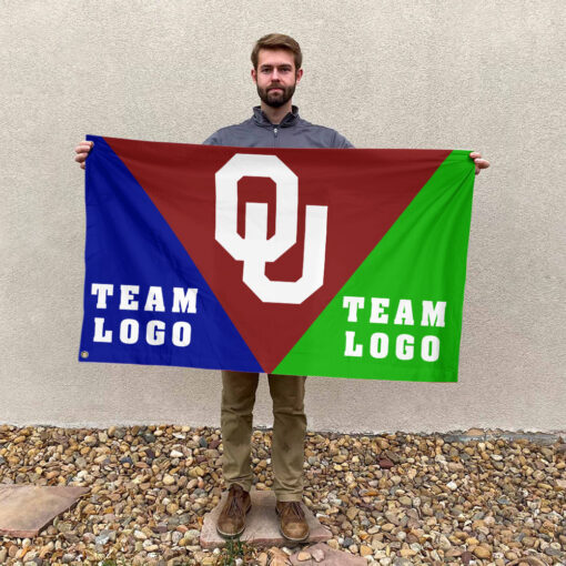 Sooners vs Custom Team House Divided Flag, NCAA Spirit Flag Sooners vs Custom Team House Divided Flag, NCAA Spirit Flag