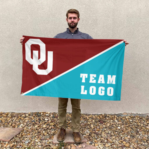 Sooners vs Custom Team House Divided Flag, NCAA Split Flag Sooners vs Custom Team House Divided Flag, NCAA Split Flag