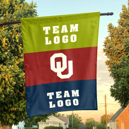 Sooners vs Custom Team House Divided Flag, NCAA Two Team Flag