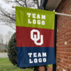 Sooners vs Custom Team House Divided Flag, NCAA Two Team Flag 1 Sooners vs Custom Team House Divided Flag, NCAA Two Team Flag