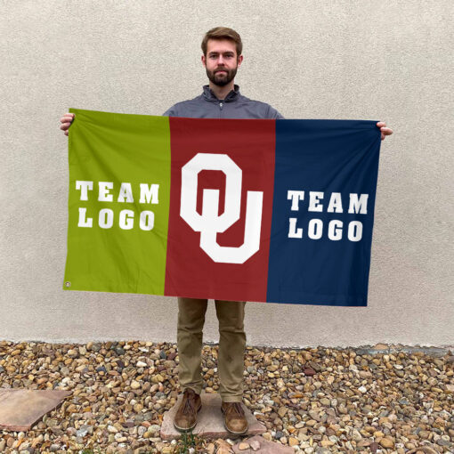Sooners vs Custom Team House Divided Flag, NCAA Two Team Flag Sooners vs Custom Team House Divided Flag, NCAA Two Team Flag