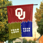 Sooners vs Custom Team House Divided Flag, Personalized Game Day Flag