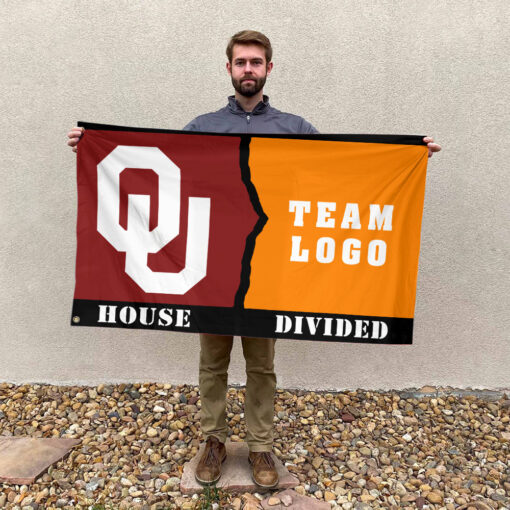 Sooners vs Custom Team House Divided Flag, Personalized House Flag Sooners vs Custom Team House Divided Flag, Personalized House Flag