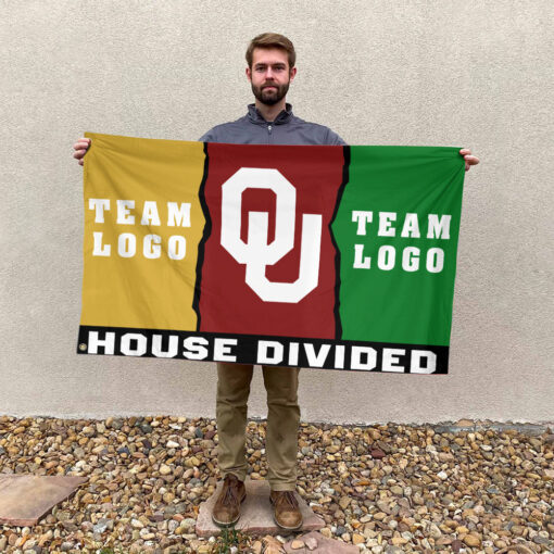 Sooners vs Custom Team House Divided Flag, Personalized Two Team Flag Sooners vs Custom Team House Divided Flag, Personalized Two Team Flag