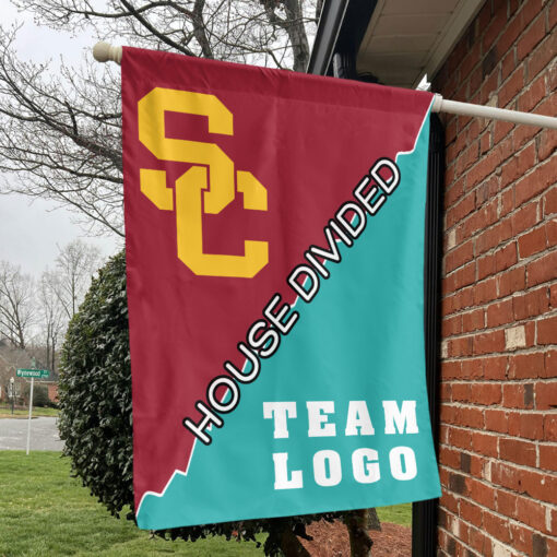 Trojans vs Custom Team House Divided Flag, College Custom Flag