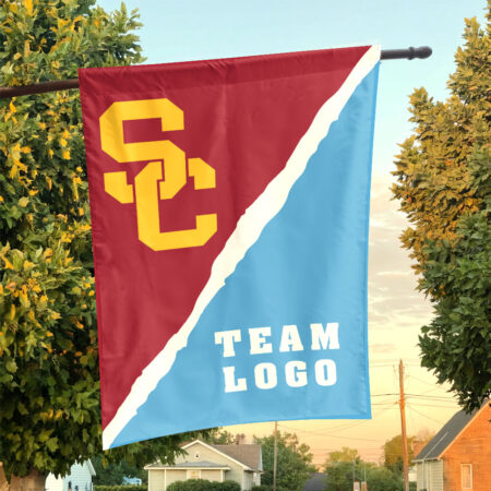 Trojans vs Custom Team House Divided Flag, Custom College Flag