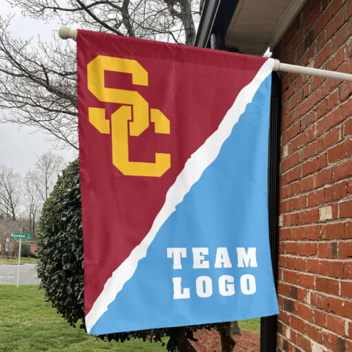 Trojans vs Custom Team House Divided Flag, Custom College Flag