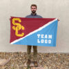 Trojans vs Custom Team House Divided Flag, Custom College Flag
