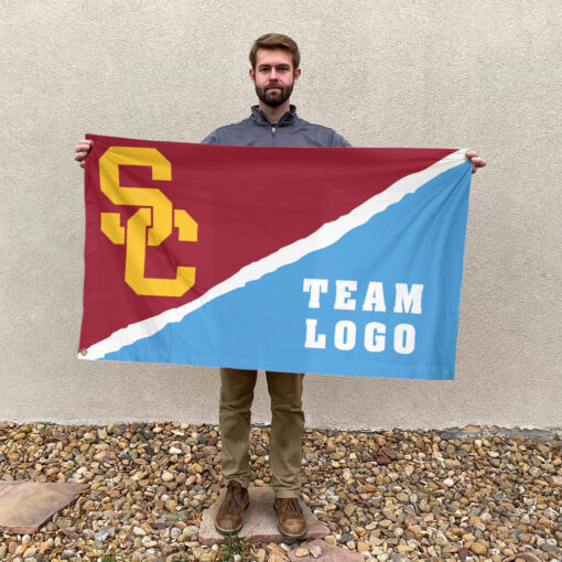 Trojans vs Custom Team House Divided Flag, Custom College Flag