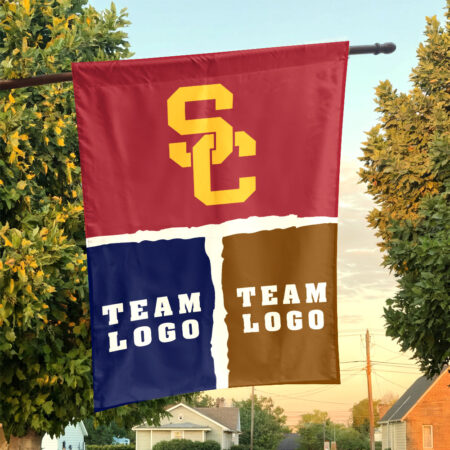 Trojans vs Custom Team House Divided Flag, Custom Game Day Flag
