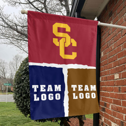 Trojans vs Custom Team House Divided Flag, Custom Game Day Flag
