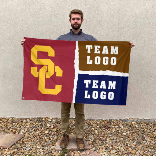 Trojans vs Custom Team House Divided Flag, Custom Game Day Flag