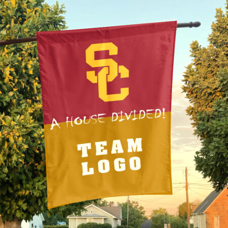 Trojans vs Custom Team House Divided Flag, Custom House Flag