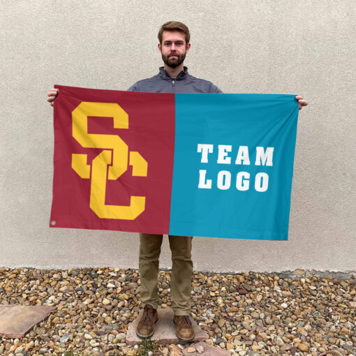 Trojans vs Custom Team House Divided Flag, Custom NCAA Flag